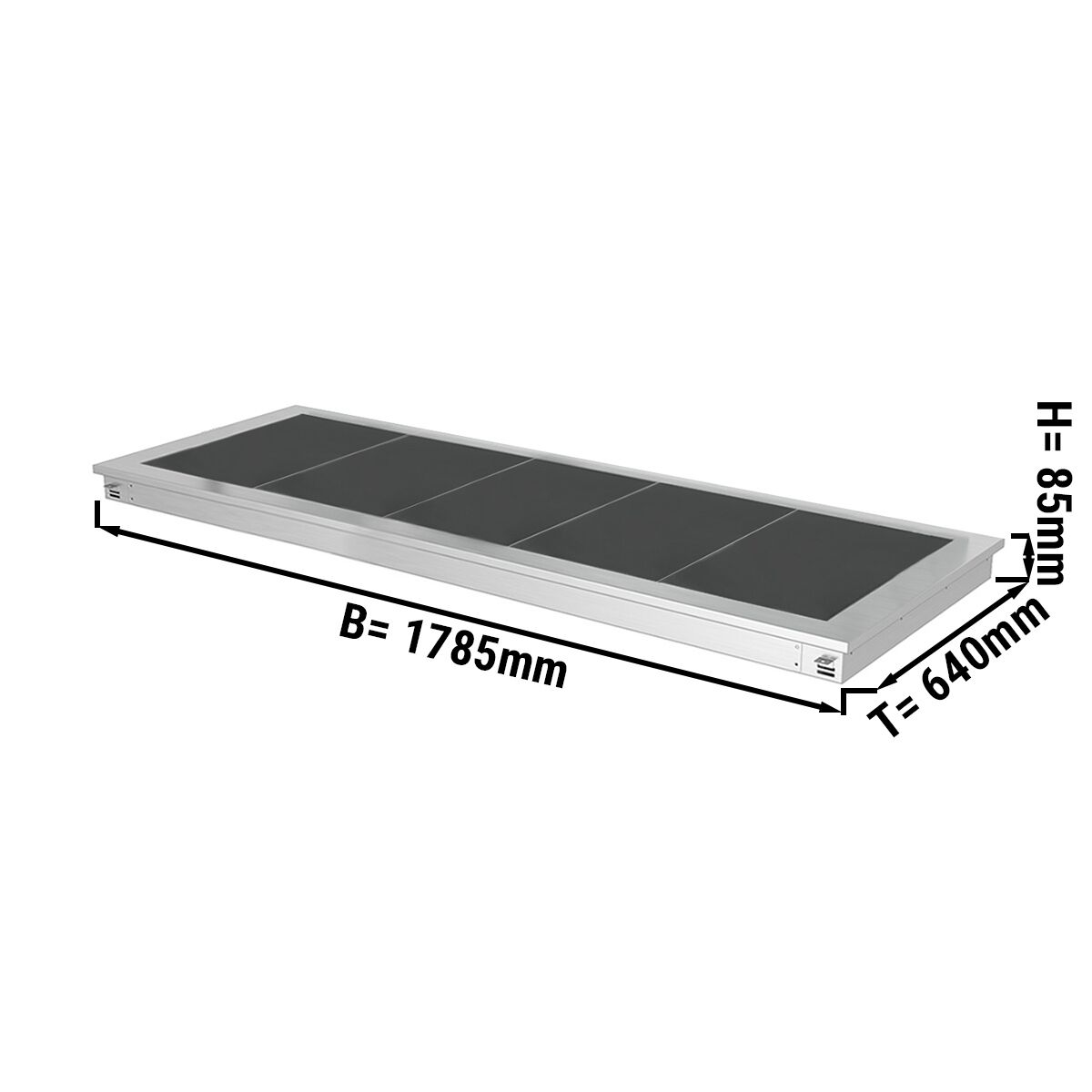 Plaque chauffante encastrable - 1800 mm - 5x GN 1/1 - 2,25 kW