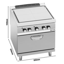 Elektrisch platenfornuis - 18,68 kW - incl. elektrische heteluchtoven - 4,68 kW
