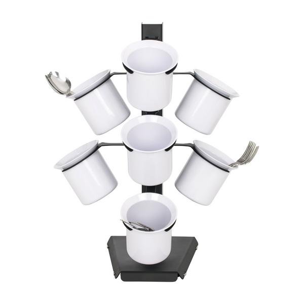 Range-couverts - Ø100mm - acier inoxydable, revêtement poudre - avec 7 étagères - Noir