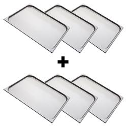(6 pieces) Non-Perforated Stainless Steel GN 2/1 Gastronorm Pan – Depth 20 mm - 650 x 530 mm