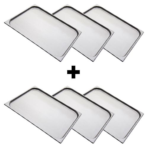 (6 pieces) Non-Perforated Stainless Steel GN 2/1 Gastronorm Pan – Depth 20 mm - 650 x 530 mm