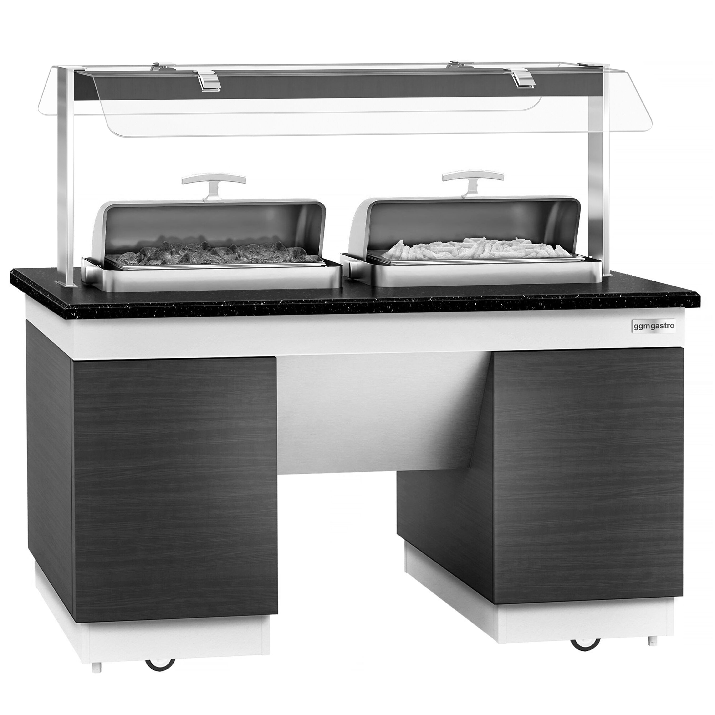 Buffet chaud DUBLIN - 1600mm - avec cuve bain-marie - sur roulettes