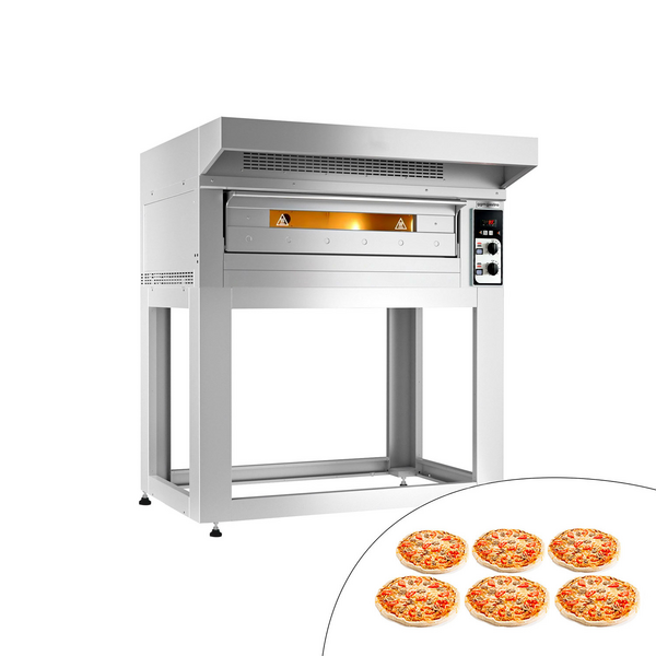 Elektrische pizzaoven - 6x 33cm - Handmatig - incl. afzuigkap & onderstel