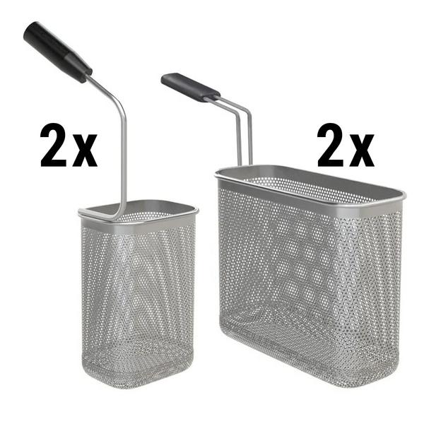 Pastamanden-set - 2x 1/3 & 2x 1/6 - RVS | hittebestendige kunststof handgreep - voor pastakokers - passend voor ENB663P & ENB669P | 600- & 700-serie