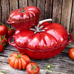 POEIRA | LA COCOTTE - Cocotte - formato de tomate - 250mm - ferro fundido - vermelho cereja
