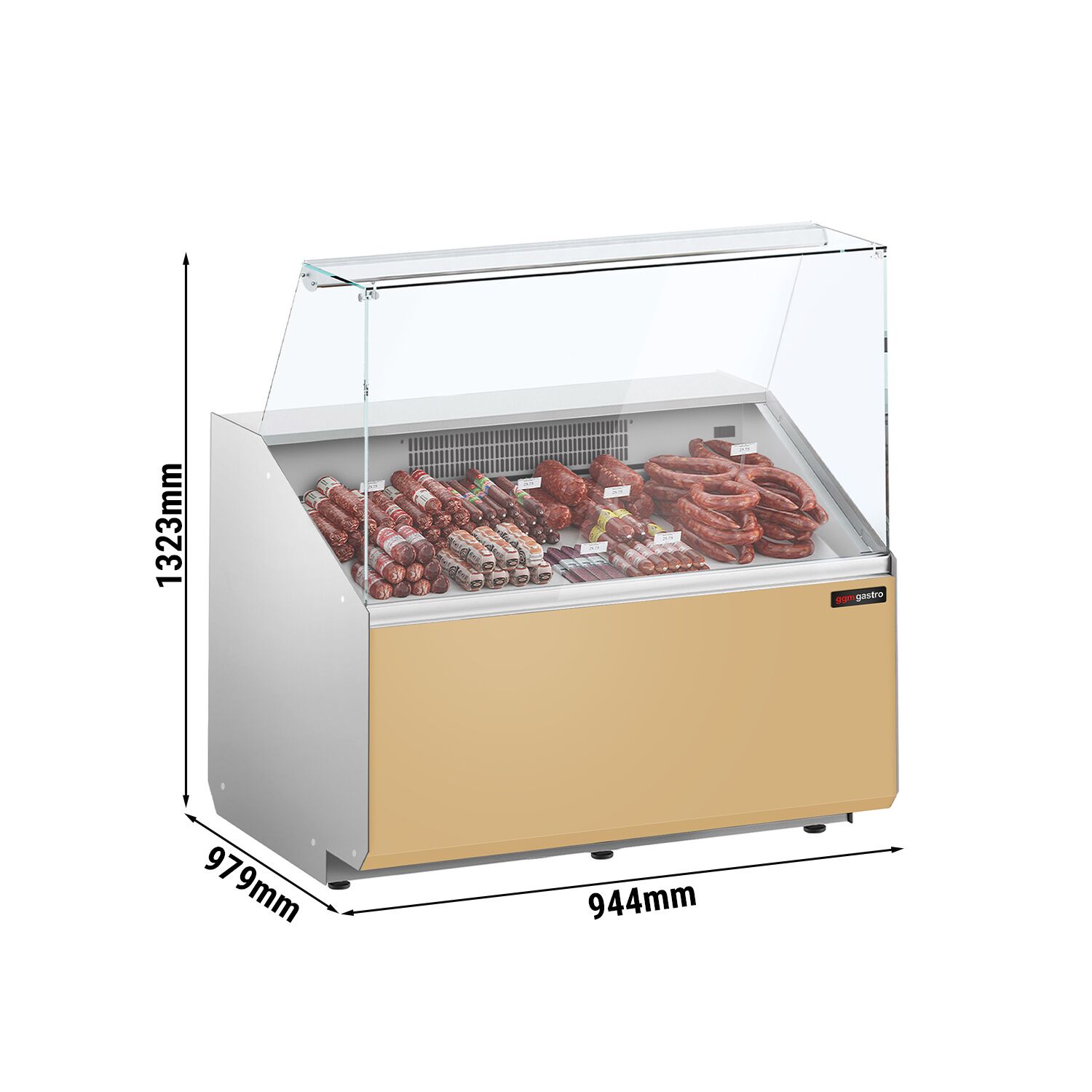 Comptoir vitrine réfrigérée - 944x979mm - +2/+6°C - 200L - Façade beige