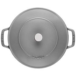 STAUB | Enameled Cast Iron Round Braiser – Ø24 cm - Graphite Grey - Self-Basting Chistera Lid