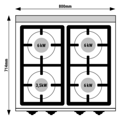 Gas Stove - 21,5 kW - 4 Burners 
