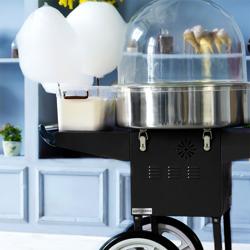 Máquina de algodão doce Profissional - Ø520mm - 1,08kW - Preto - incl. proteção higiénica - com carrinho