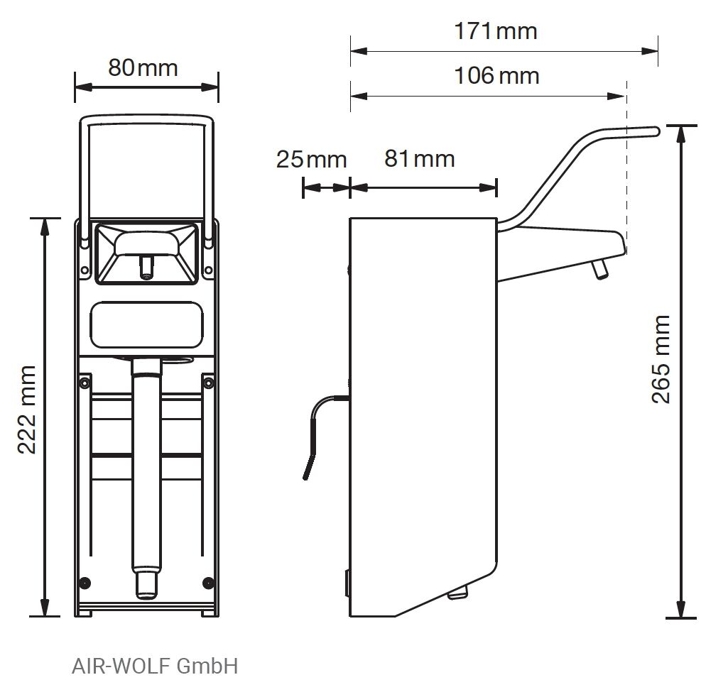 AIR-WOLF | Distributeur de savon mural avec levier de commande - 500 ml - inox