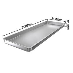 Edelstahl Ausstell-/Auslageblech - mit Rand - 750x250x40mm