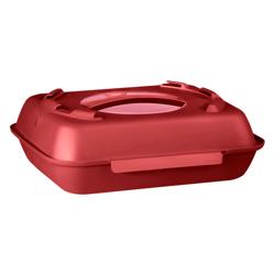 (20 pz) Scatole menu - 600ml - a 2 scomparti - impilabile; lavabile in lavastoviglie; idoneo al microonde; senza BPA; da asporto - Himbeerrot/Altrosa