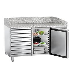 Banco pizza refrigerato ECO - 1500x800mm - con 1 porta & 7 cassetti - piano in granito