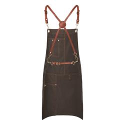 KARLOWSKY | Cross-Back Bib Apron Urban X-Style – Chocolate - 680×800 mm - 100% Cotton - Leather Straps