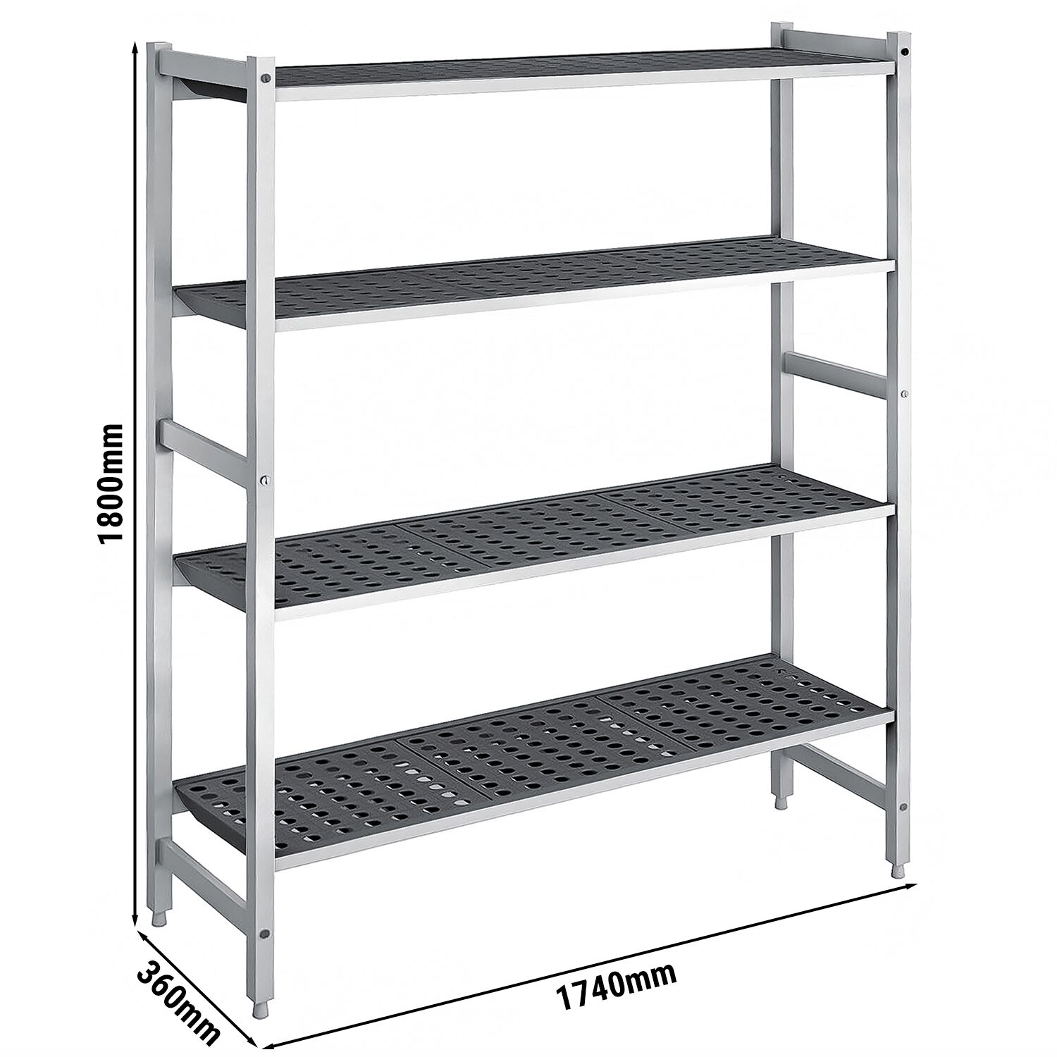Étagère de base en aluminium - 1740 x 1800 mm - Capacité de charge : 900 kg