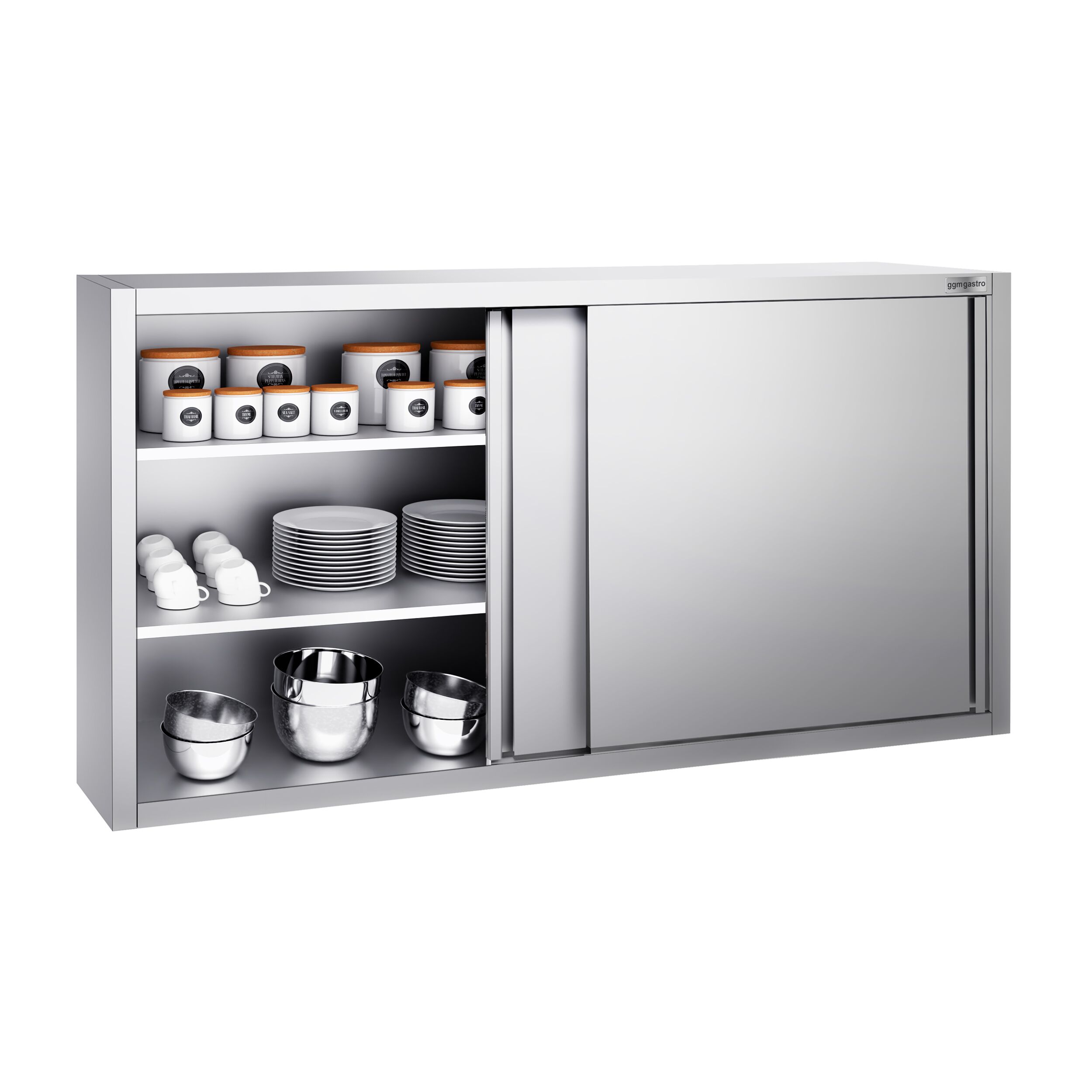 Armoire murale en acier inoxydable PREMIUM - 1800x400mm - avec portes coulissantes - 1000mm de haut