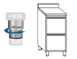 Meuble bas à tiroirs PREMIUM - Acier inoxydable - avec 2 tiroirs & dosseret 100mm - 500x700mm