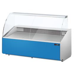 Commercial Refrigerated Serve-Over Counter PREMIUM - 1881 mm - +2 to +6°C - panoramic glass - light blue front