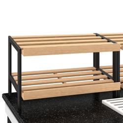 Brotregal BELFAST - 1600mm - mit Rollen - schwarze Granit-Arbeitsplatte