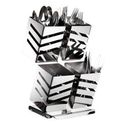 SILVER LINE Cutlery Holder – 4 Compartments - High-Gloss Chrome - 220×210×350 mm