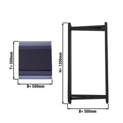 Nerezový odkládací stolek - skládací - černý - s deskou z plexiskla - 50x50 cm