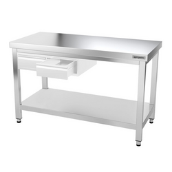 Table de travail en inox PREMIUM - 1400x600mm - avec fond sans rebord	