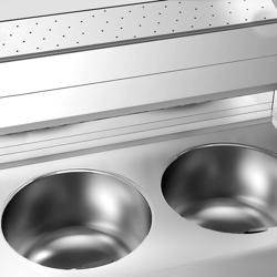 Friggitrice a gas - rotonda - 3x 13 litri - 51 kW - incl. cappa e vasca per patatine fritte