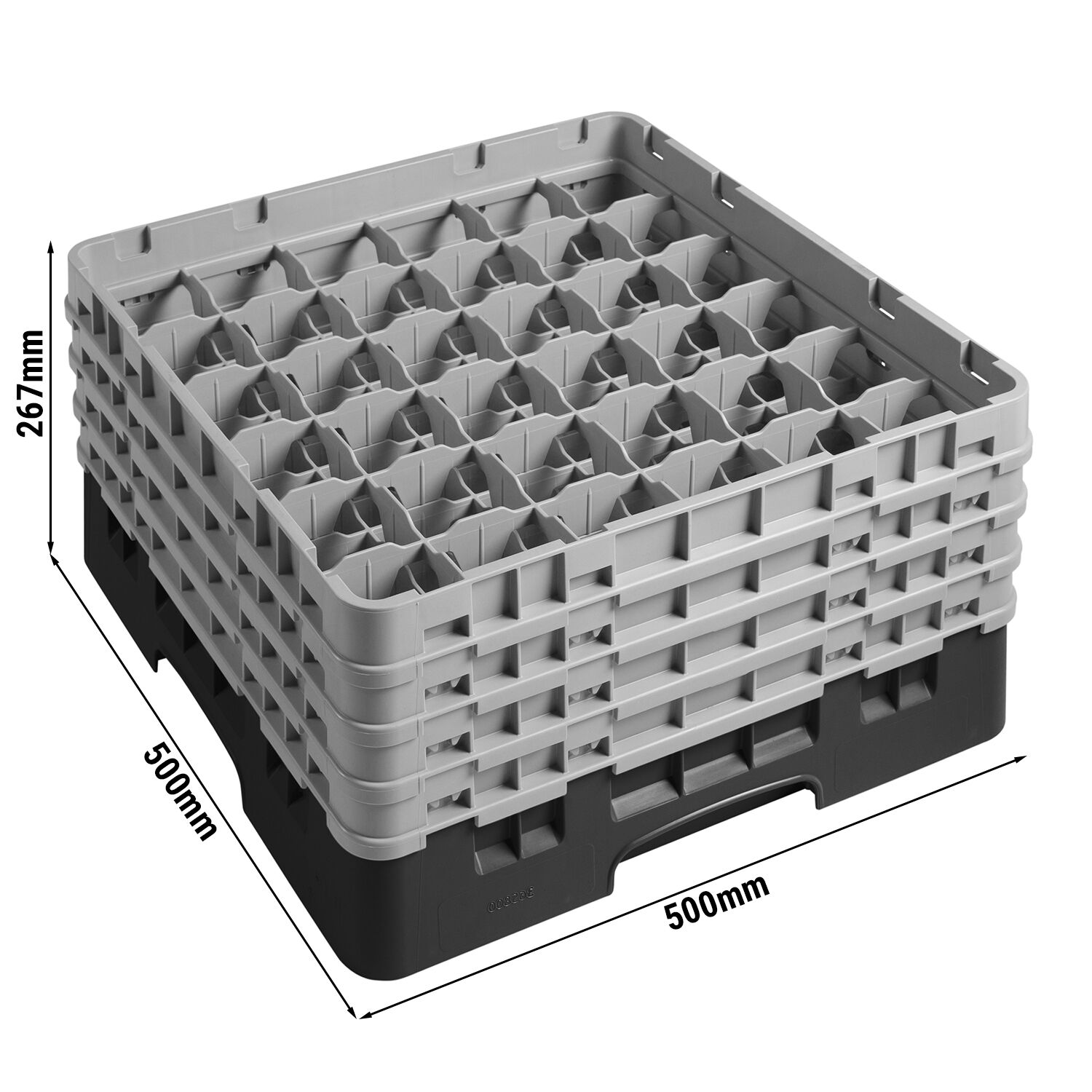 CAMBRO | CAMRACK® - Panier à verres 1/1 - 36 compartiments - avec 4 extensions - 500x500mm - Noir