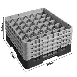 CAMBRO | CAMRACK® - Gläserspülkorb 1/1 - 36 Fächer - mit 4 Extender - 500x500mm - Schwarz