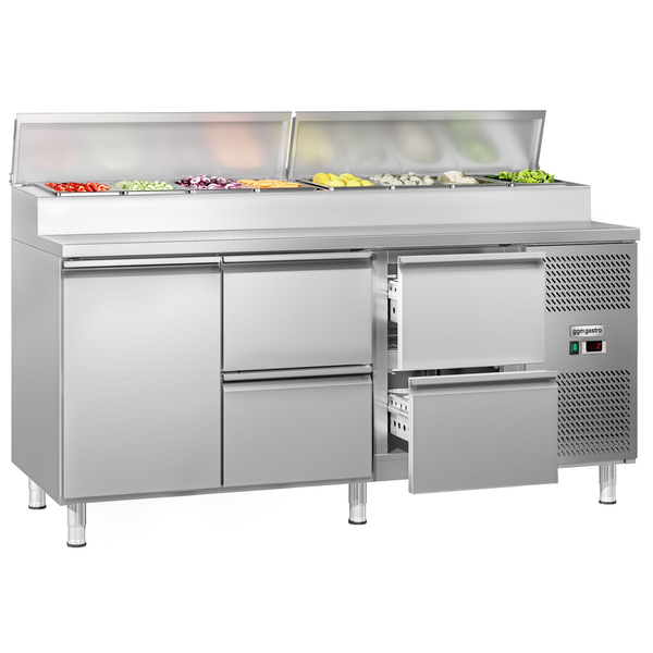 Hazırlık tezgahı ECO - 1795mm - 1 kapı ve 4 çekmece - 8x GN 1/3 için