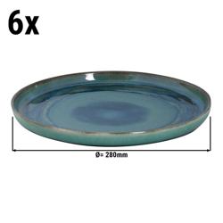 (6 stuks) MIAMI - bord - vlak - rond - steengoed - Ø280mm - groen
