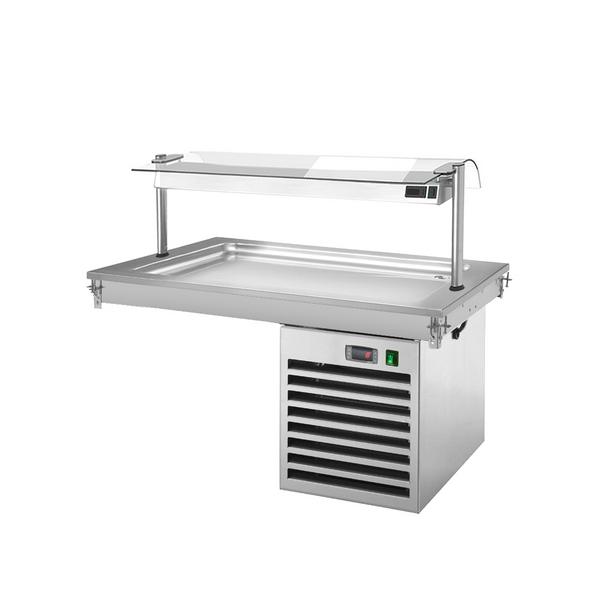 Chladicí deska k zabudování - 1000 mm - +2 až +8 °C - pro 3x GN 1/1 - 350 W - se skleněnou zábranou proti kýchání