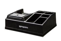 Estación de café - Plástico - 435x330mm - H145mm - para botellas isotérmicas hasta Ø190mm - incl. 1 inserto de plástico ajustable en 3 alturas y cubeta de goteo | Organizador para café