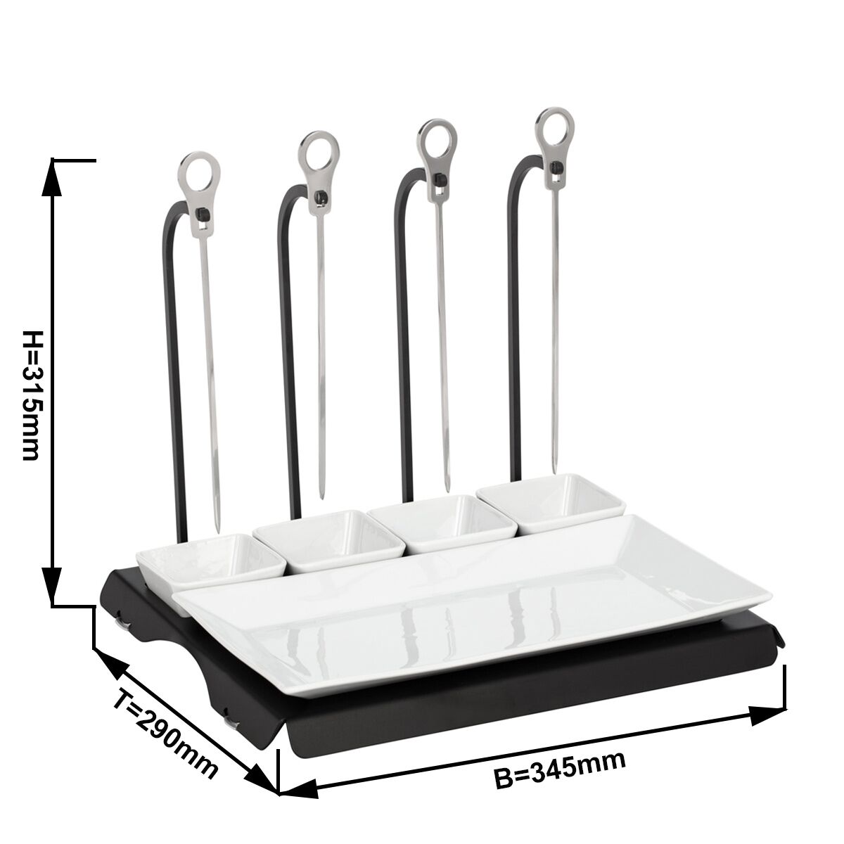 CLASSICO - Porte-brochettes - Noir - incl.4 brochettes