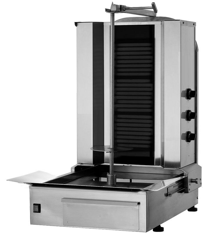 Electric Doner Kebab Grill (Shawarma/Gyros) - 3 Burner - up to 40kg - 5.40kW - Countertop - incl. 2 double doors & 1 skewer