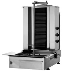 Macchina per Kebab Professionale Elettrico  - 3 bruciatori - max 40kg - Da banco - incl. 2 sportelli; 1 spiedo