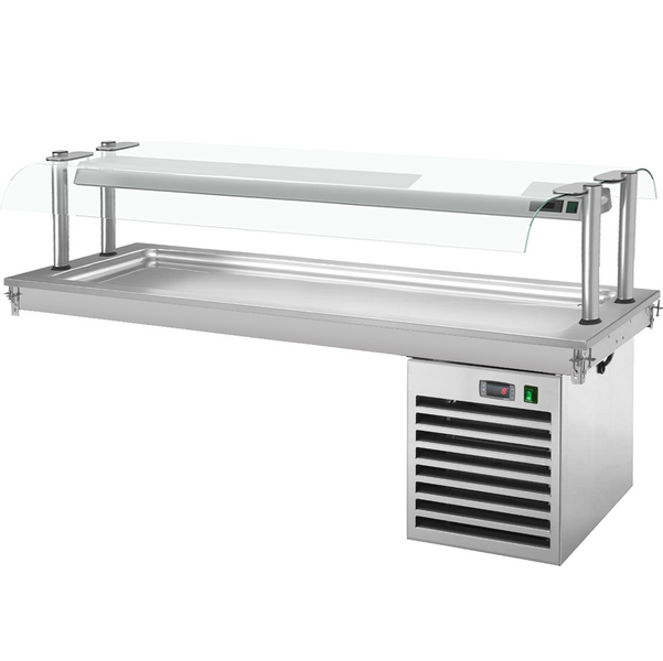 Bandeja enfriadora emportable -2,1m - +2 ~ +8 °C - 6x GN 1/1 - con protección de vidrio