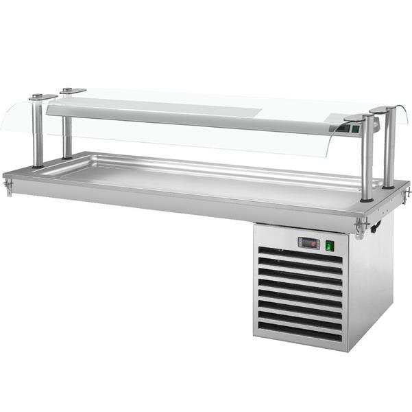 Drop-In Cold Plate - 2100mm - +2 to +8°C - 6x GN 1/1 - 700W - with glass sneeze guard