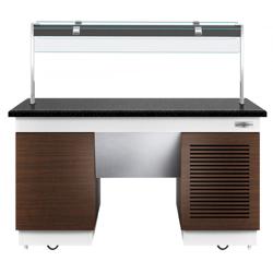 Buffet frío DUBLÍN - 1600mm - con placa fría eutéctica y pantalla de cristal recta & ruedas