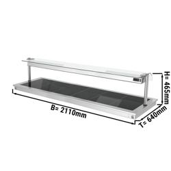 Inbyggd Värmehäll i rostfritt stål - 2110 mm - 6x GN 1/1 - 2,7 kW - med hostskydd i glas