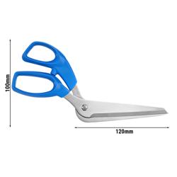 Tesoura para pizza - 120mm - serrilhado - aço inoxidável + pegas em plástico - Azul
