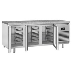 Bäckereikühltisch Premium PLUS - 2185x800mm - 3 Glastüren - Granitarbeitsplatte