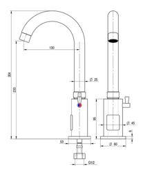 Premium tek delikli mikser musluğu - kızılötesi sensörlü ve yüksek, döner ağızlı - 130 mm