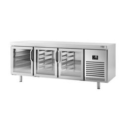 Bakkerskoelwerkbank PREMIUM PLUS - EN 600x400 - 610 liter - 6 glazen deuren, LED‑verlichting, digitale thermostaat & doorgeefmodel