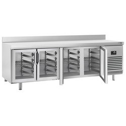Koelwerkbank Premium PLUS - 2452x600mm - met 4 glazen deuren & achterwand