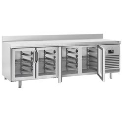 Commercial Counter Fridge PREMIUM PLUS - 2452x600mm - glass doors - with upstand - with 4 doors - capacity 525 litres
