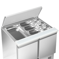Saladette PREMIUM - 903mm - 2 deuren - met ingang voor 2x GN & 3x GN 1/6 & Roestvrijstalen deksel