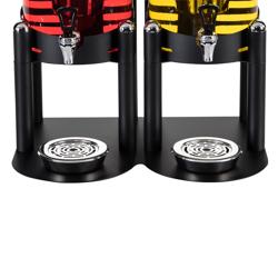 Juice Dispenser - 2x glass containers with tap & ice core - 2x 6 Litres - Black - incl. ice core