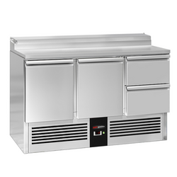 Подготовительный холодильный стол мини PREMIUM  -  1368мм - для  8x GN 1/6 - 2 двери - 2 выдвижн.ящики