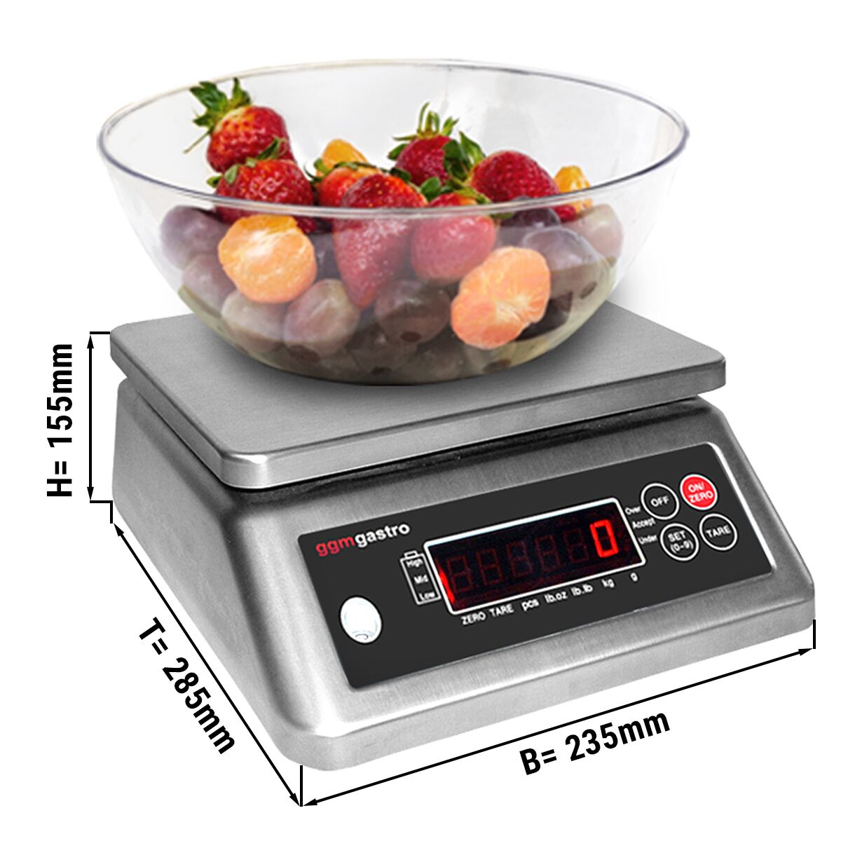 Balance de cuisine numérique - Étanche IP67 - Capacité 6kg - Graduation 2g - Plateau 225x190mm
